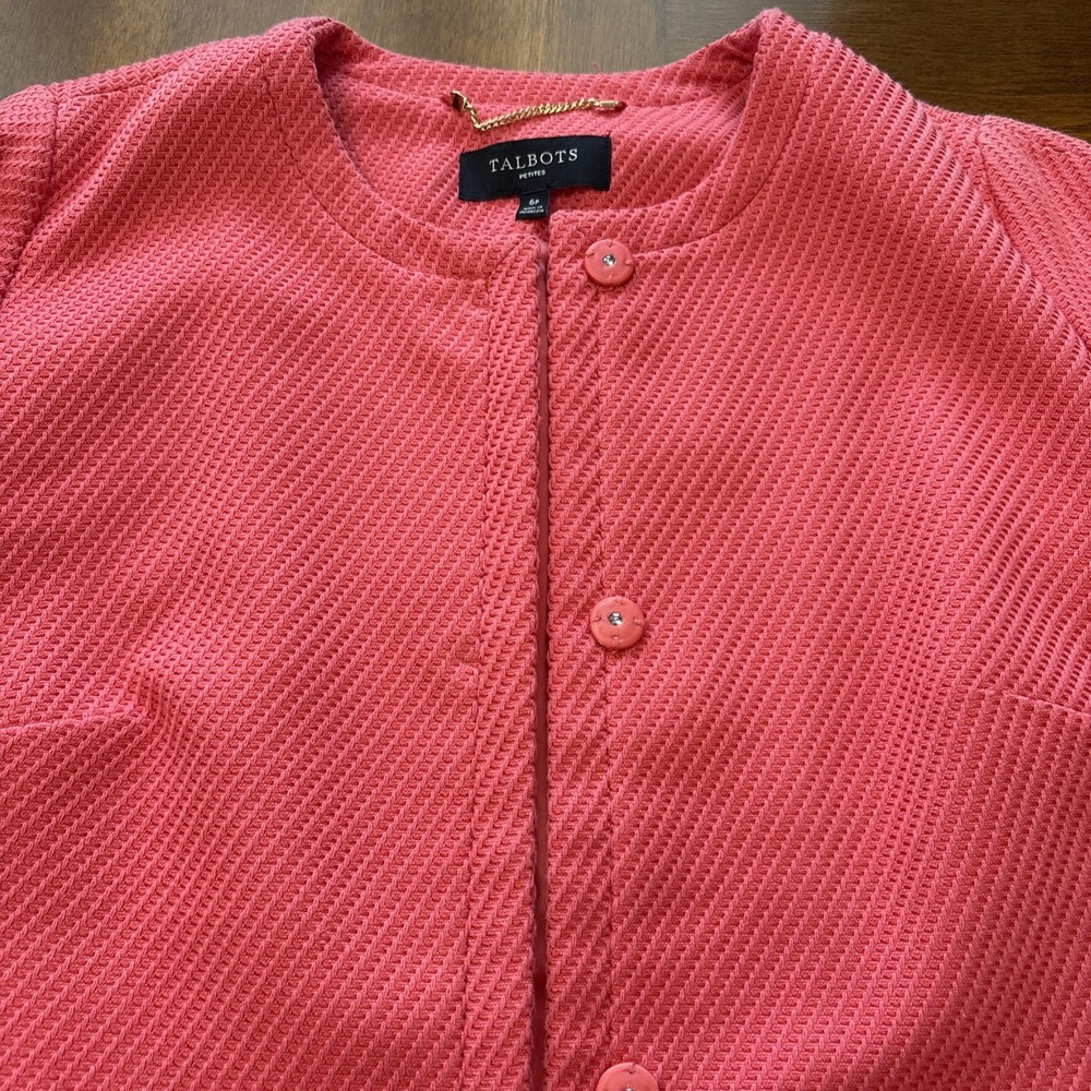 Talbotts 6P‎ Coral  Mid Length Blazer 3/4 Sleeve